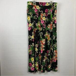 G.I.L.I. Jetsetter Tropical Print Side Slit‎ Palazzo Pants Size XL